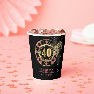 Custom 40th Birthday Vegas Style Paper Cups