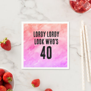 Custom 40th Birthday Watercolor Tie Dye Napkin