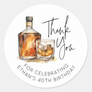 Custom 40th Birthday Whiskey/Bourbon Sticker Favou
