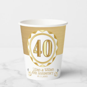 Custom 40th Golden Anniversary or Birthday, etc... Paper Cups
