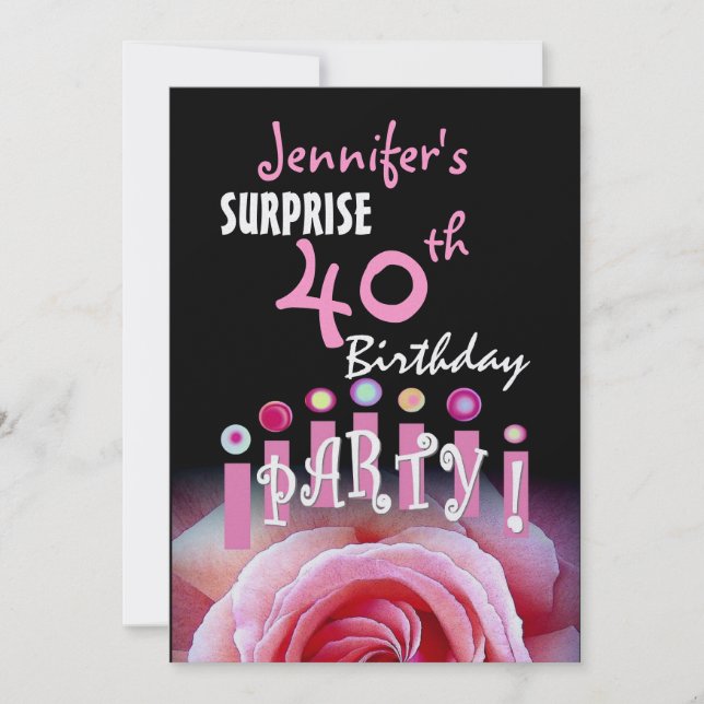 Custom 40th SURPRISE Birthday Party Invitation (Front)