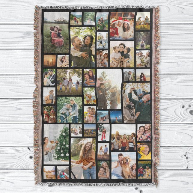 Custom 42 Photo Collage Throw Blanket (Creator Uploaded)