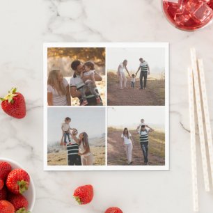 Custom 4 Family Photo Collage Personalised Paper Napkin