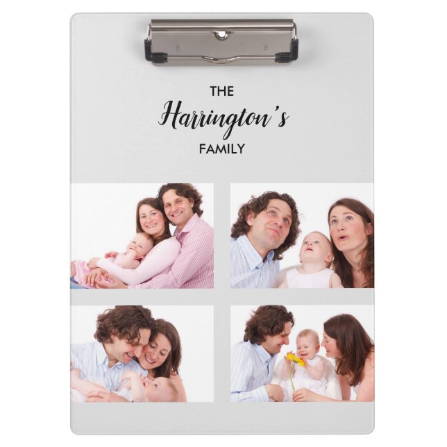 Custom 4 Family Photos Collage Rectangle Frame Clipboard (Front)