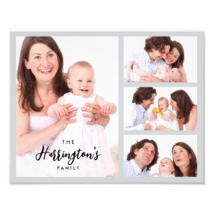 Custom 4 Family Photos Collage Rectangle Frame Photo Print