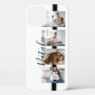 Custom 4 Instagram Photos Film Strip Black/White iPhone 12 Case