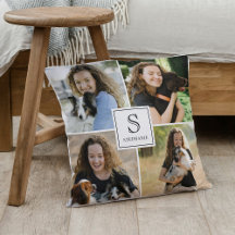 Custom 4 Multi Photo Collage Monogram & Name