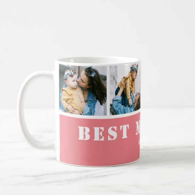 Custom 4 Photo Best Mum Ever Coffee Mug (Left)