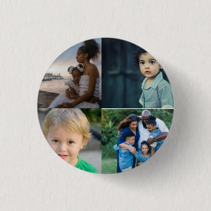 Custom 4 Photo Collage 3 Cm Round Badge