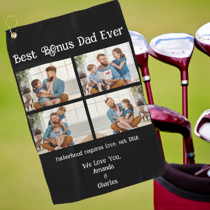 Custom 4 photo collage Best Bonus dad fathers day Golf Towel