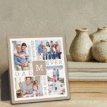 Custom 4 Photo Collage Best Dad Ever Beige & White Plaque<br><div class="desc">Custom Photo Plaque with 4 photo collage for the Best Dad Ever. The template is set up ready for you to add 4 of your favorite photos, the year and initial. A great gift for father's day, a birthday or as a keepsake of an event or personal achievement. The design...</div>