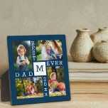Custom 4 Photo Collage Best Dad Ever Dark Blue Plaque<br><div class="desc">Custom Photo Plaque with 4 photo collage for the Best Dad Ever. The template is set up ready for you to add 4 of your favorite photos, the year and initial. A great gift for father's day, a birthday or as a keepsake of an event or personal achievement. The design...</div>