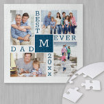 Custom 4 Photo Collage Best Dad Ever Jigsaw Puzzle<br><div class="desc">Custom Photo Collage Canvas Print for the Best Dad Ever. The template is set up ready for you to add 4 of your favourite photos, the year and initial. A great gift for father's day, a birthday or as a keepsake of an event or personal achievement. The design has a...</div>