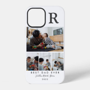 Custom 4 Photo Collage Best Dad Ever Monogrammed iPhone 12 Case