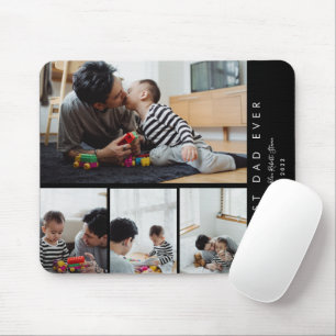 Custom 4 Photo Collage Best Dad Ever Monogrammed Mouse Pad