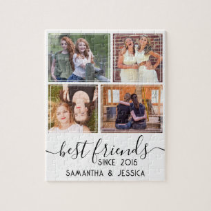 Custom 4 Photo Collage Best Friends BFF Jigsaw Puzzle