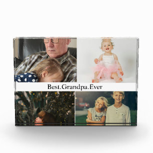 Custom 4 Photo Collage Best Grandpa Ever Block