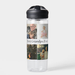 Custom 4 Photo Collage Best Grandpa Ever Water Bottle