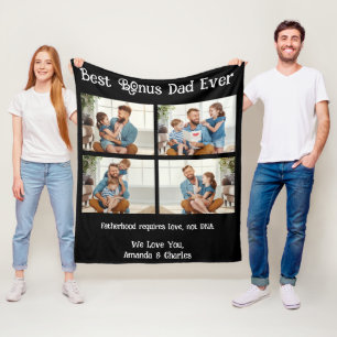 Custom 4 photo collage Bonus dad fathers day gift Fleece Blanket