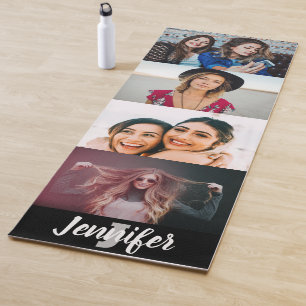 Custom 4 Photo Collage Custom Name and Monogram Yo Yoga Mat