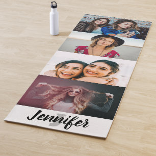 Custom 4 Photo Collage Custom Name and Monogram Yoga Mat