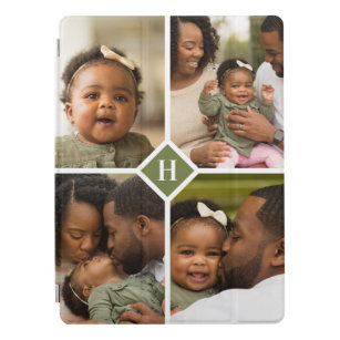 Custom 4 Photo Collage Family Monogram iPad Pro Cover