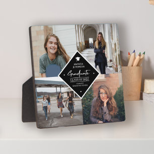 Custom 4 photo collage grid modern graduate plaque