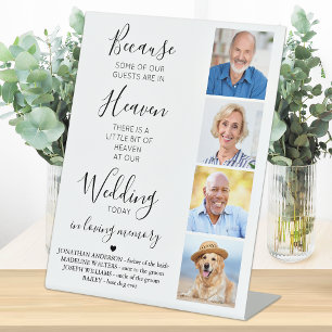 Custom 4 Photo Collage Heaven Wedding Memorial Pedestal Sign