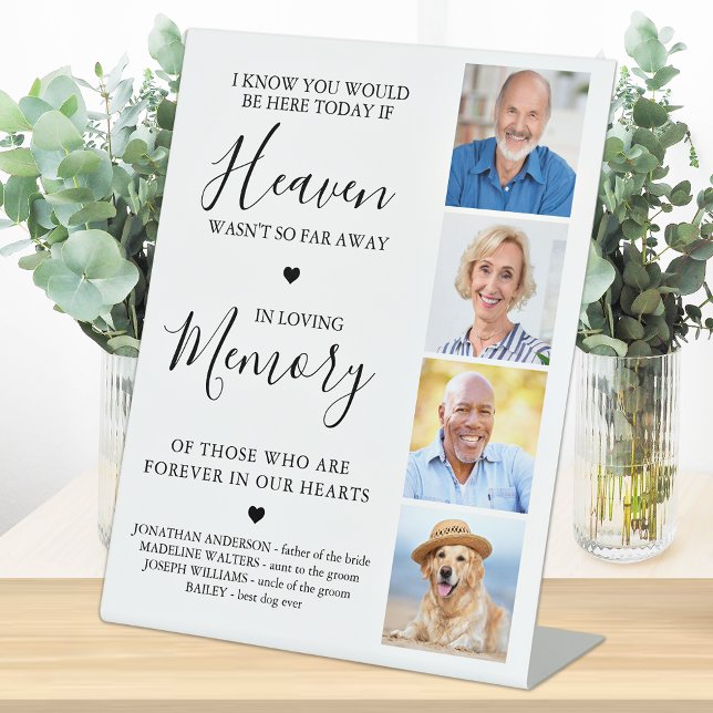 Custom 4 Photo Collage Heaven Wedding Memorial Pedestal Sign (Creator Uploaded)