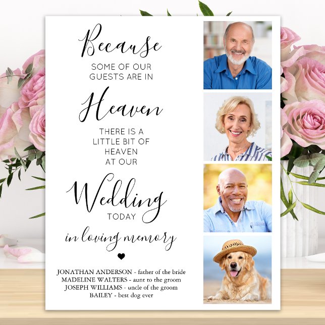 Custom 4 Photo Collage  Heaven Wedding Memorial Poster (Creator Uploaded)
