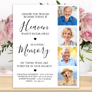 Custom 4 Photo Collage Heaven Wedding Memorial Poster