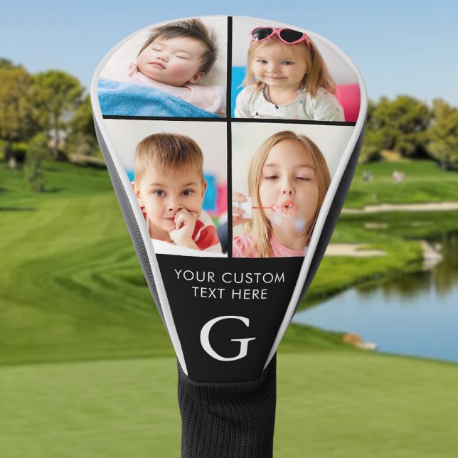 Custom 4 Photo Collage Monogrammed Golf Head Cover (Creator Uploaded)