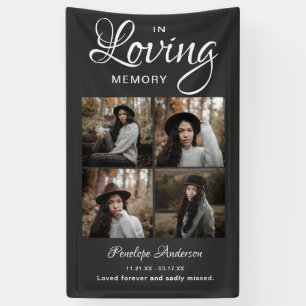 Custom 4 Photo Collage Personalised Memorial Banner