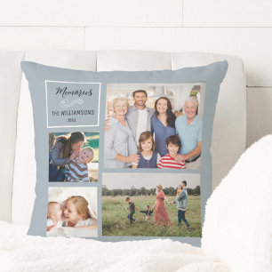 Custom 4 Photo Collage Personalised Modern Family Cushion