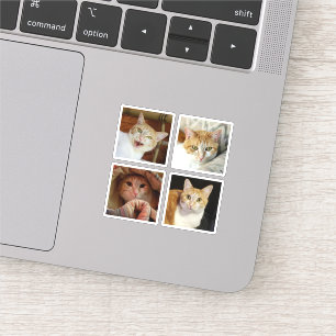 Custom 4 Photo Collage Simple Square Tiny Vinyl