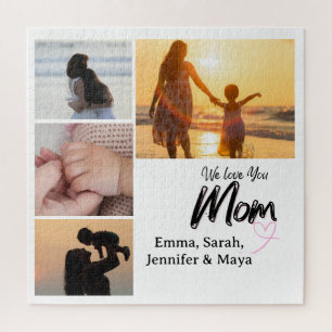 Custom 4 Photo Collage We Love You Mum Jigsaw Puzzle