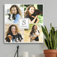 Custom 4 Photo Collage with Monogram and Name