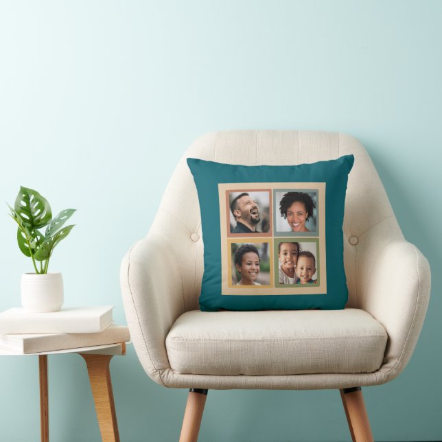 Custom 4-Photo Family Collage Cushion (Chair)