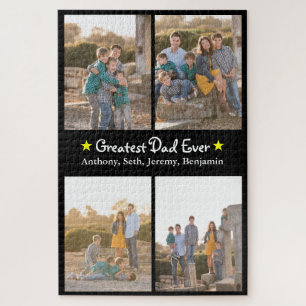 Custom 4 Photo Greatest Dad Ever Father's Day LG Jigsaw Puzzle