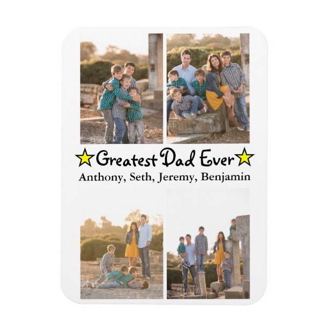 Custom 4 Photo Greatest Dad Ever Father's Day Magnet (Vertical)