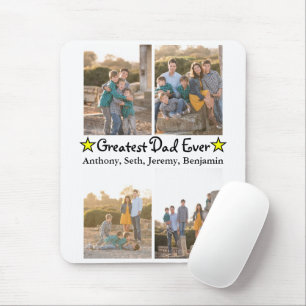 Custom 4 Photo Greatest Dad Ever Father's Day Mouse Pad