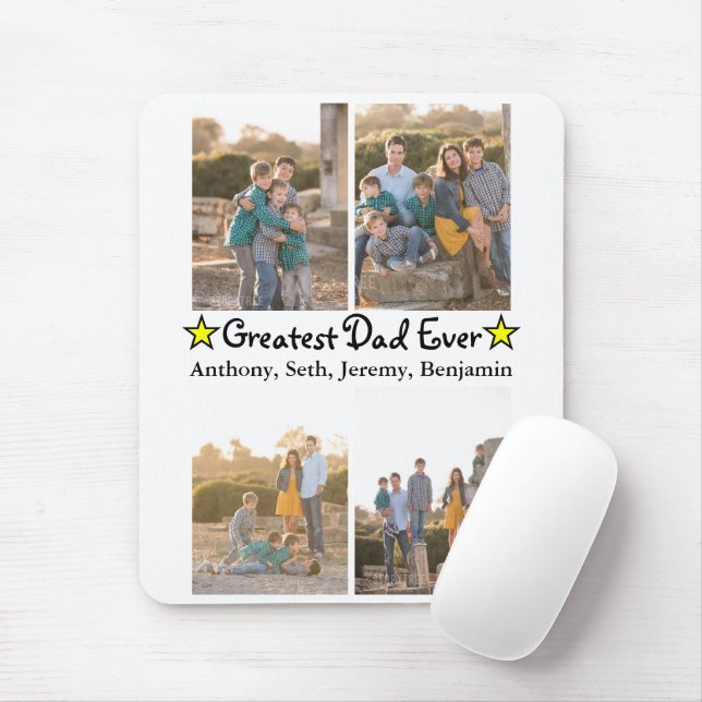 Custom 4 Photo Greatest Dad Ever Father's Day Mouse Pad (With Mouse)