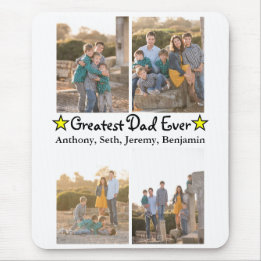 Custom 4 Photo Greatest Dad Ever Father's Day Mouse Pad