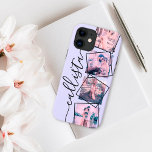 Custom 4 Photo Handwritten Monogram Name Couple iPhone 12 Pro Max Case<br><div class="desc">This romantic, cool, and modern case is perfect for anyone who wishes to carry their loved one with them. It features four customisable photograph pictures. On top of the photos are black, outlined twisted frames for a unique and contemporary touch. It also displays a place for a monogram name on...</div>