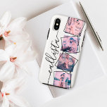 Custom 4 Photo Handwritten Monogram Name Couple Case-Mate iPhone Case<br><div class="desc">This romantic, cool, and modern case is perfect for anyone who wishes to carry their loved one with them. It features four customisable photograph pictures. On top of the photos are black outlined twisted frames for a unique and contemporary touch. It also displays a place for a monogram name on...</div>