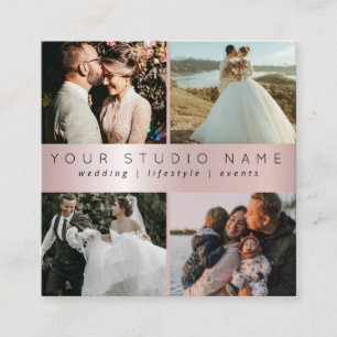 Custom 4 Photo Minimalist Photographer Square Squ Business Card