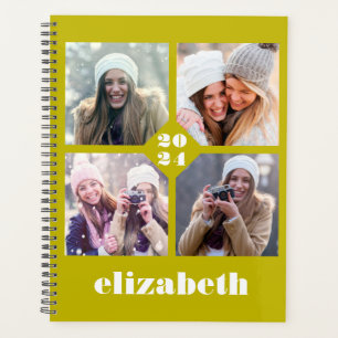 Custom 4-Photo Personalised Chartreuse 2024 Planner