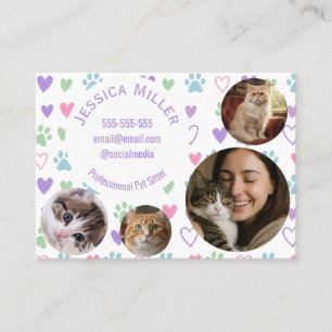 Custom 4-Photo Pet Sitter Business Card 