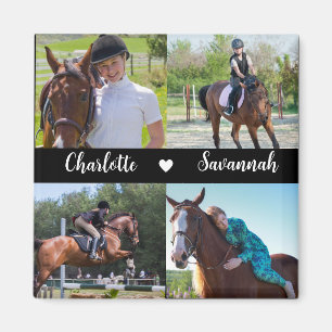 Custom 4 Photos Collage Horse Name   Magnet