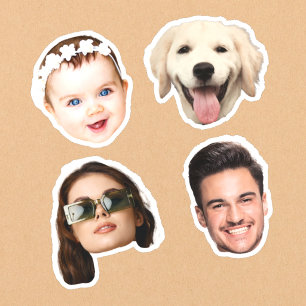 Custom 4 Photos Faces Waterproof Vinyl Stickers
